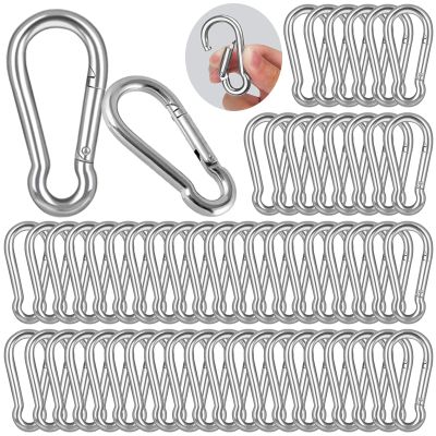 120PCS M5 Spring Snap Hook Carabiner, 2 Inch Small Carabiner Clip, 3/16" Heavy Duty Galvanized Steel Spring Clip, Quick Link Key Chain for Swing Hammock Gym Outdoor, 200LBS Holding Capacity