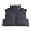 FindThy Women's Crop Puffer Vest Drawstring Full-Zip Reversible Puffy Vest Winter Waistcoat(0243-03Black-XS-LB) view 1