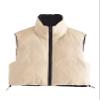 FindThy Women's Crop Puffer Vest Drawstring Full-Zip Reversible Puffy Vest Winter Waistcoat(0243-03Black-XS-LB) view 3