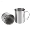 Glomora Stainless Camping Cup, 350ml Stainless Steel Camping Cup with Lid and Foldable Handle, High Temperature Direct Heating, Great for Backpacking view 1