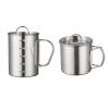 Glomora Stainless Camping Cup, 350ml Stainless Steel Camping Cup with Lid and Foldable Handle, High Temperature Direct Heating, Great for Backpacking view 2