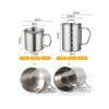 Glomora Stainless Camping Cup, 350ml Stainless Steel Camping Cup with Lid and Foldable Handle, High Temperature Direct Heating, Great for Backpacking view 3