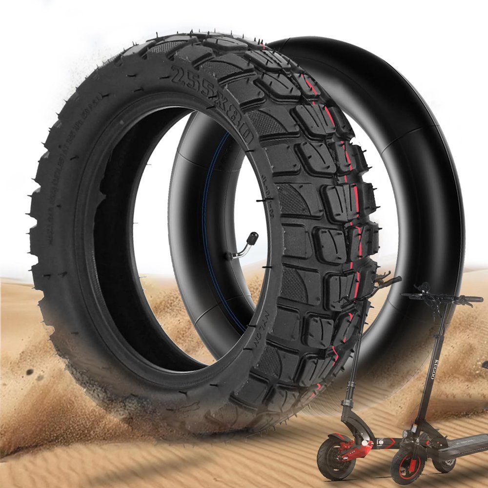 GLDYTIMES 10 inch 10x3 255x80 80/65-6 Off-road Tire & Tube Set,Heavy Duty Tube,Replacement for Nanrobot D4+ D5+ D6+/Apollo Pro/Kugoo M4 Pro/Varla Eagle 1 Electric Scooter Go karts ATV Quad Tyre