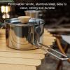 Glomora Stainless Steel Camping Kettle, Portable 1L Camping Pot with Removable Handle, Ideal for Outdoor Activities, Hiking, and Picnics view 2