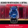 Hit Run Steal Bat Bag Backpack, Holds 4 Bats, Gloves, Helmet, and Cleats, Royal Blue view 3