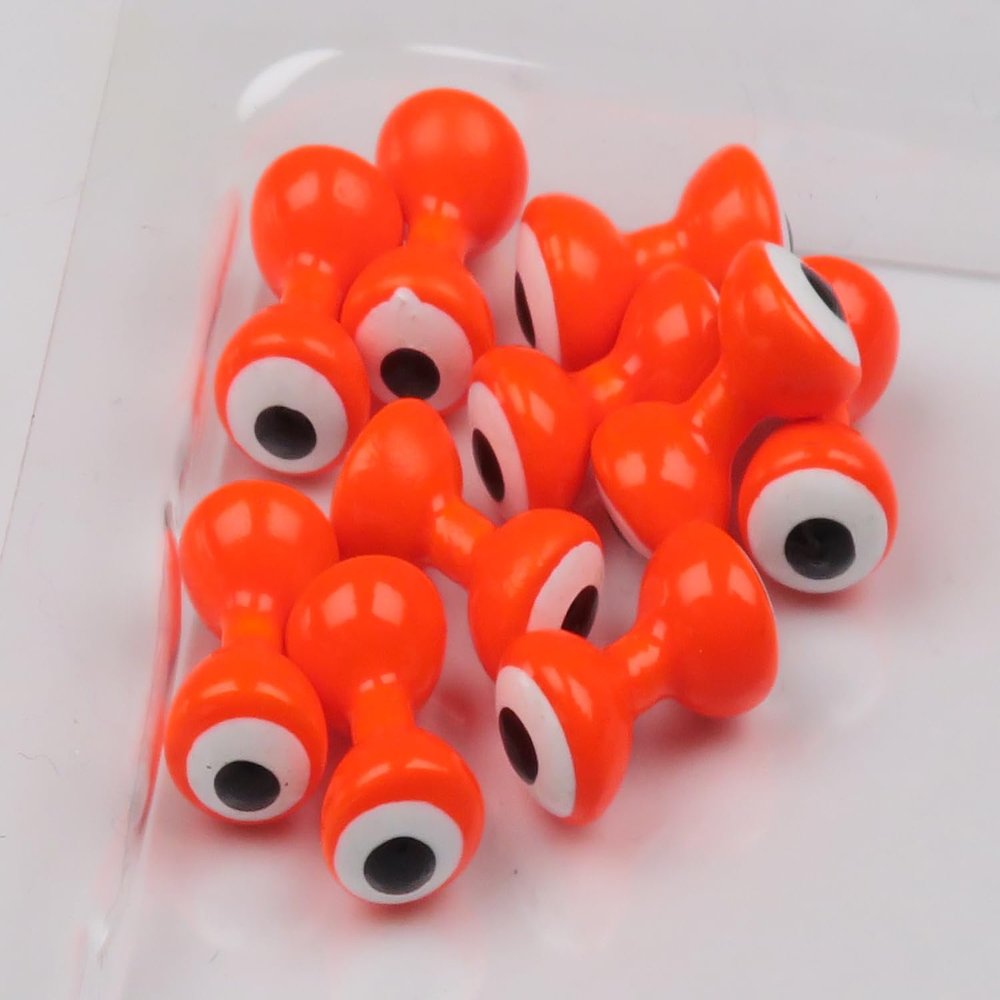 Hareline Fly Tying Double Pupil Eyes - Medium Brass, Fl Orange with White and Black