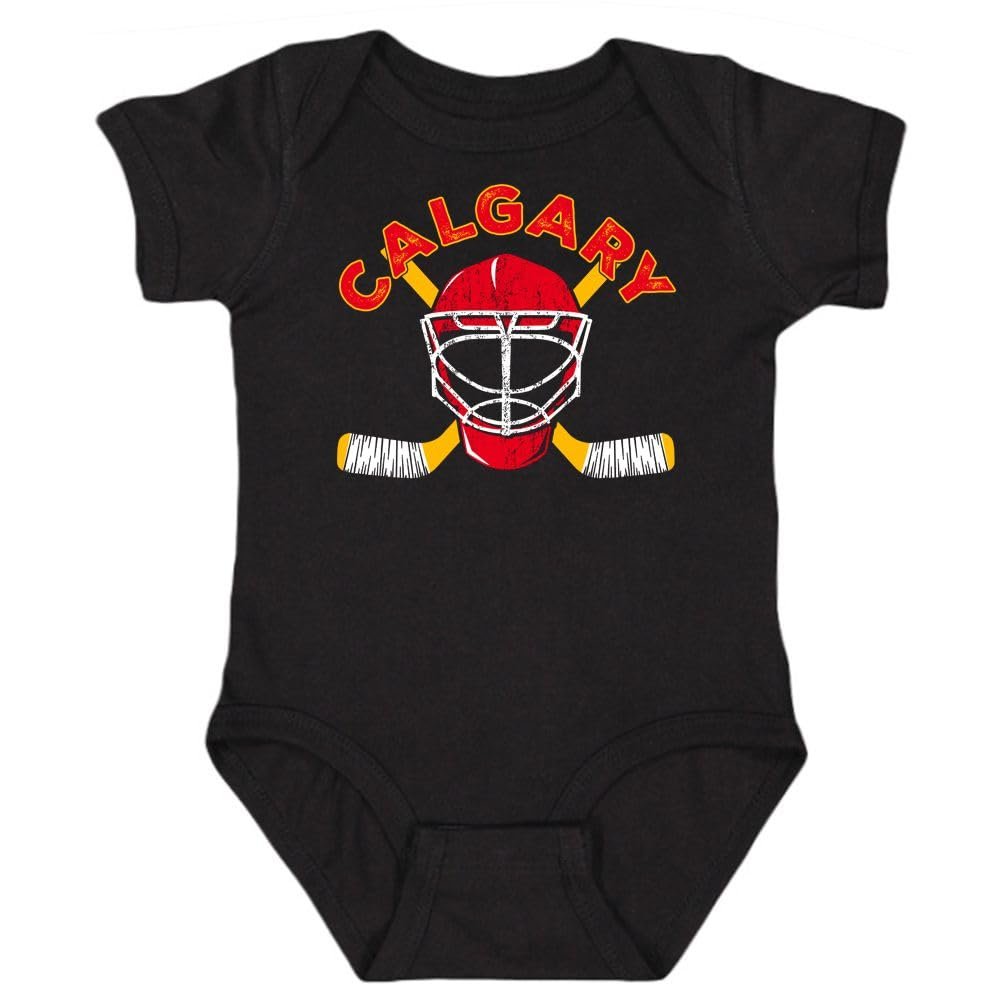 Calgary Team Mask Kid's Bodysuit for Hockey Fans (Black, 18M)