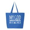 Veracco My God Stronger Than Breast Cancer Jumbo Heavy Cotton Canvas Reusable Tote Bag with Zipper Survivor Awareness Items (Red, 10oz) view 4