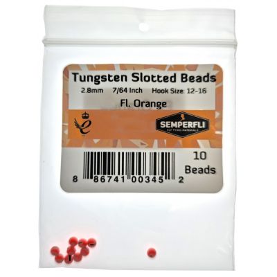 Semperfli Tungsten Slotted Beads Fluoro 2.8 mm (7/64 in Orange