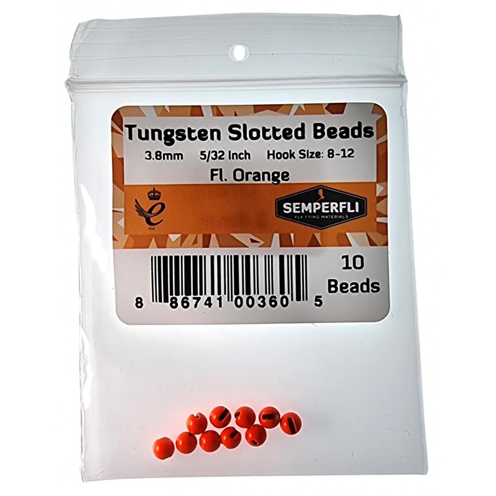 Semperfli Tungsten Slotted Beads Fluoro 3.8 mm (5/32 in Orange