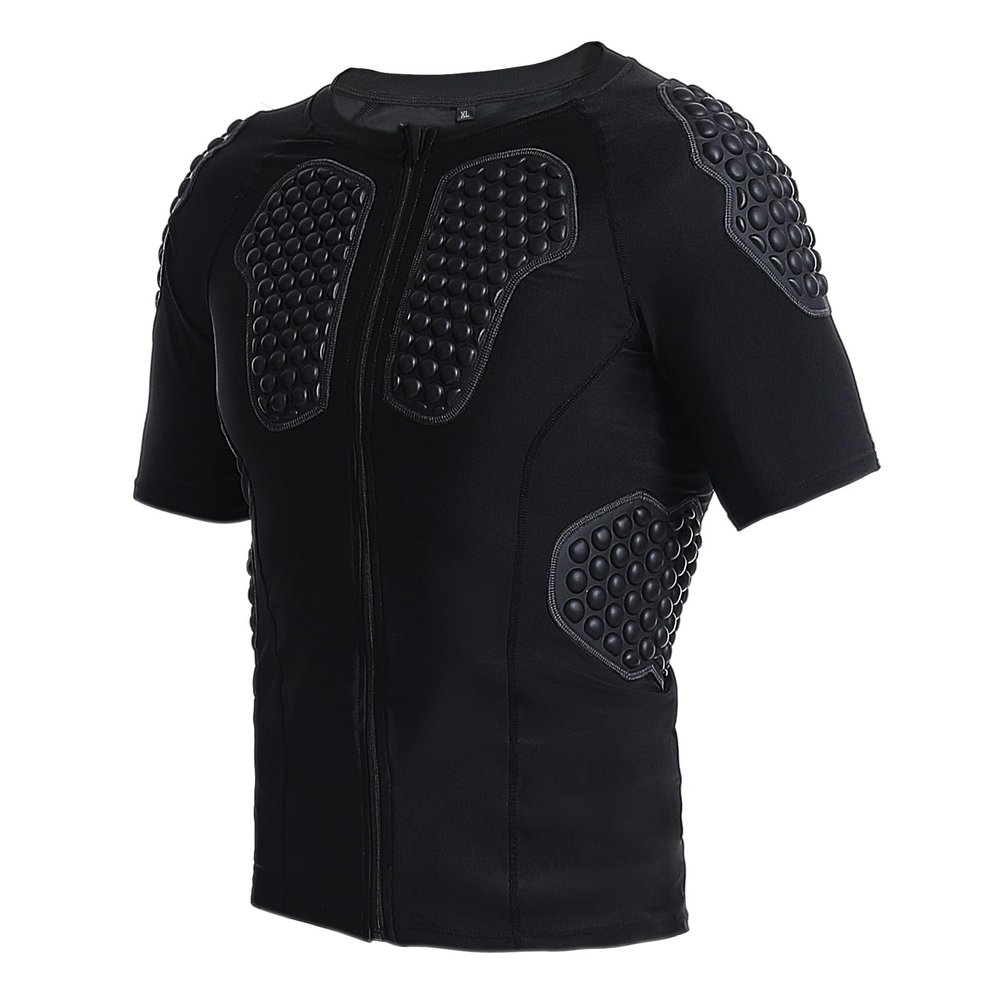STONEKISS Mens Chest Protective Shirts, Rib Protector Shirt with Zipper for Soccer, Basketball 2XL