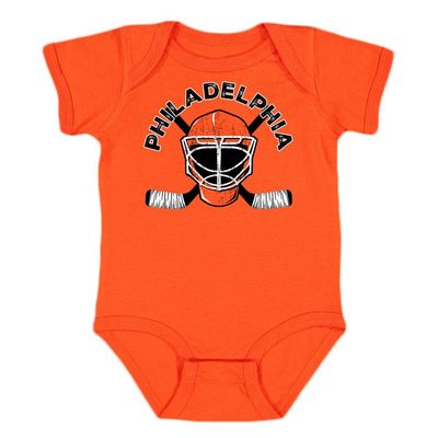 Philadelphia Team Mask Kid's Bodysuit for Hockey Fans (Orange, 18M)