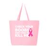 Veracco Check Your Boobs Mine Tried to Kill Me Jumbo Heavy Cotton Canvas Tote Bag Survivor Breast Cancer Awareness Items (Black, 10oz) view 3