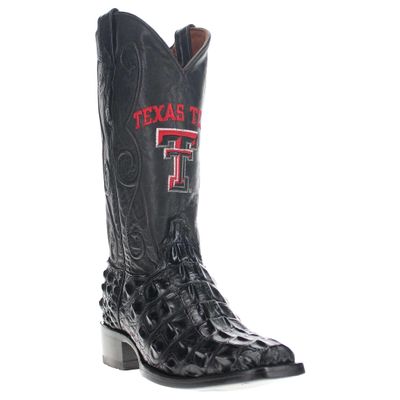 Vaccari Men's David Hand-Corded Top Texas Tech Embroidery Genuine Black Hornback Alligator Narrow Square Toe Cowboy Boots - 10 EE