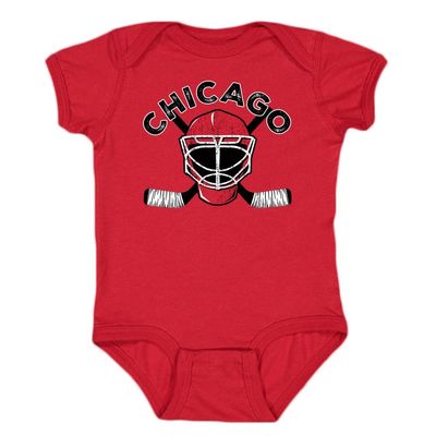 Chicago Team Mask Kid's Bodysuit for Hockey Fans (Red, 24M)