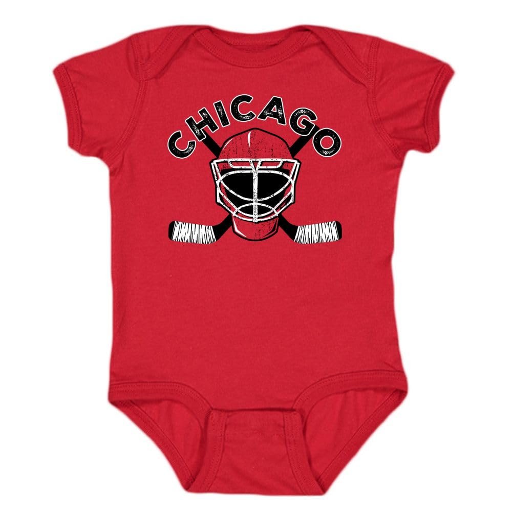 Chicago Team Mask Kid's Bodysuit for Hockey Fans (Red, 24M)