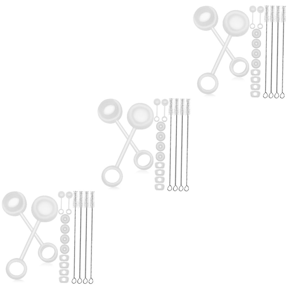 Healifty 36pcs Silicone Spill Stopper for Cup Leakproof Straw Cap Brush Included