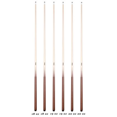 OKKO 1 pc Commercial Pool Billiard Maple Cue Sticks 57, Glue-On Tip, Pack of 6 (18/19/20 oz)