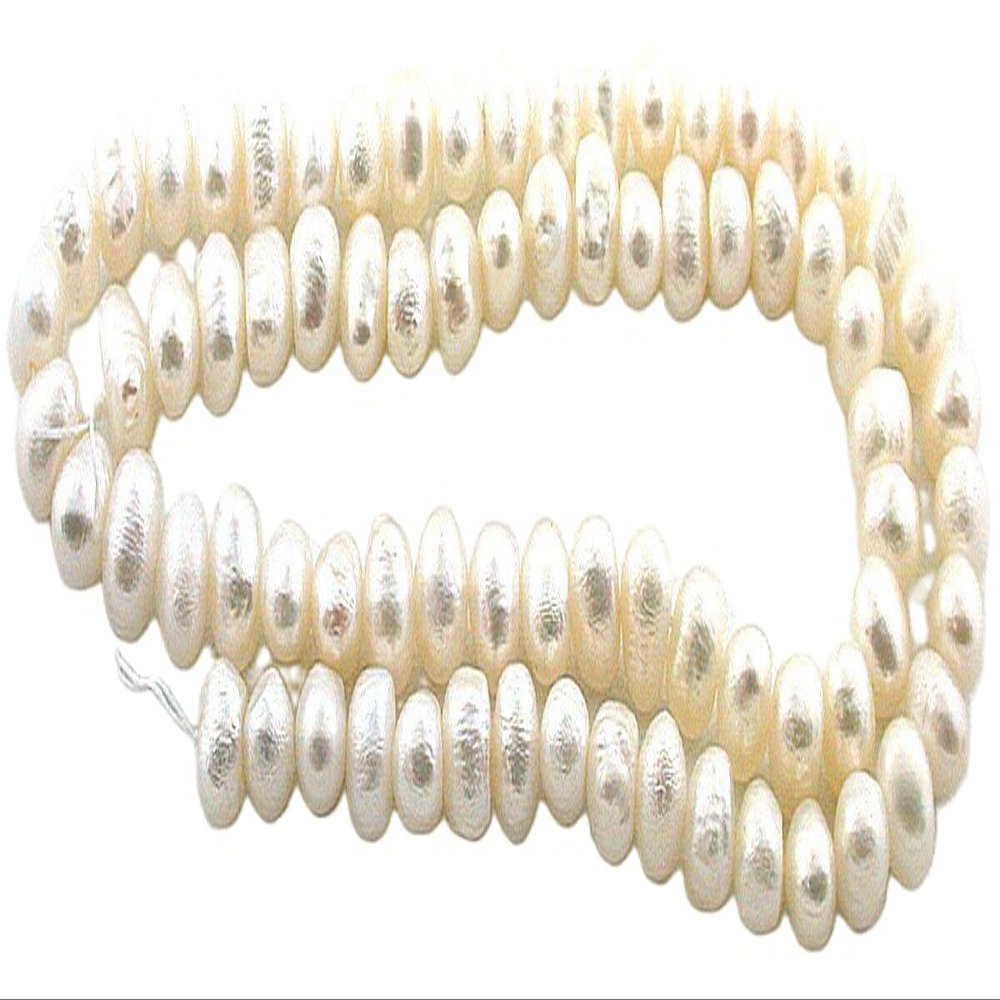 6mm Creme Freeform Rondelle Freshwater Pearl Gemstone Gem 15 Inch Strand FWP42