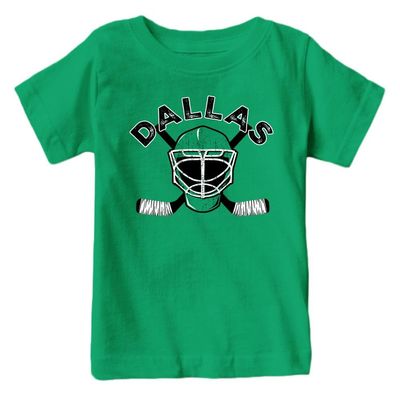 Dallas Team Mask Kid's T-Shirt for Hockey Fans (Kelly Green Shirt, 3T)