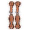 Buffalo Leather Light Oil with Black and Silver Dot Accents Spur Straps view 1