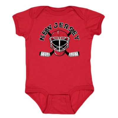 New Jersey Team Mask Kid's Bodysuit for Hockey Fans (Red, 6M)