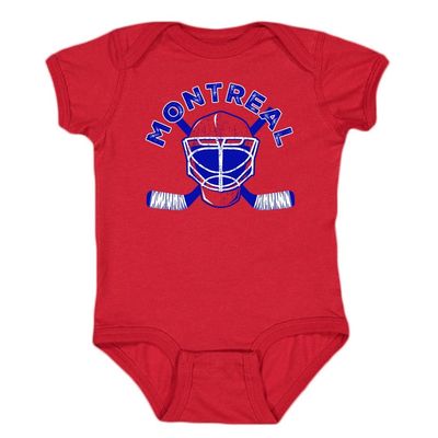Montreal Team Mask Kid's Bodysuit for Hockey Fans (Red,12M)