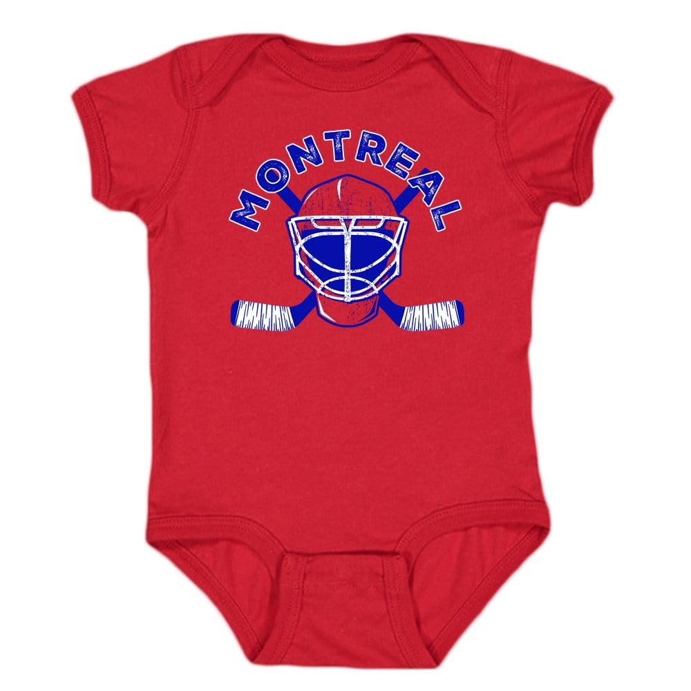 Montreal Team Mask Kid's Bodysuit for Hockey Fans (Red,12M)