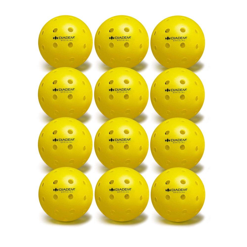 Diadem The Official Pickleball Balls | Fast and Durable Crack-Resistant Seamless, Outdoor, USAPA Approved for Tournament Play (Yellow, 12 Pack)