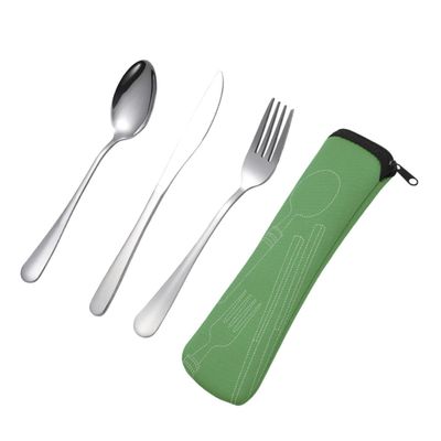 Kisangel Travel Lightweight 1 Set Stainless Steel Fork Spoon Knife for Lunchbox