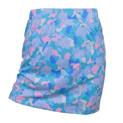 Monterey Club Women's Modern Floral Print Knit Skirt #4816 (Algiers Blue/Mint, X-Large)