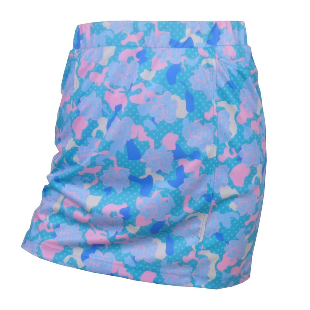 Monterey Club Women's Modern Floral Print Knit Skirt #4816 (Algiers Blue/Mint, X-Large)