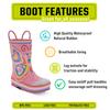 Western Chief Kids Waterproof Printed Rain Boots with Easy Pull-On Handles (Toddler/Little Kid/Big Kid) Pink Bella Butterfly 3 Little Kid Medium view 2