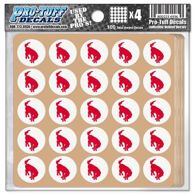 Bronco Award Decals Thick Premium 20 Mil Vinyl 1-1/8" Diameter (100 Decals) (Red on White)