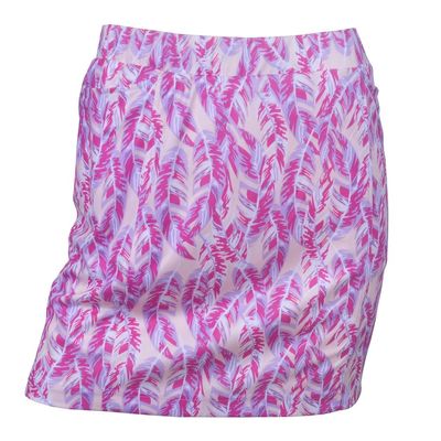 Monterey Club Women's Paradise Feather Print Knit Skirt #4814 (Pastel Lilac/Very Berry, X-Small)