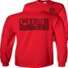 Fire Rescue Long Sleeve Shirt-Black Design-Red-Medium view 1