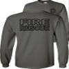 Fire Rescue Long Sleeve Shirt-Black Design-Charcoal-XL view 1
