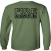 Fire Rescue Long Sleeve Shirt-Black Design-Military Green-Small view 2