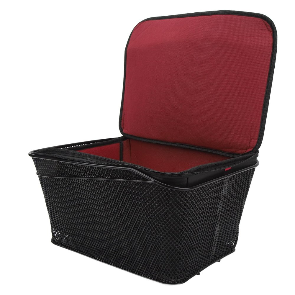 Rear Basket, Metal Wire Basket with Cover Fits Most Rear Racks, 20L Capacity 20kg Bearing, Rear Rack Storage Bag for Picnic Shopping