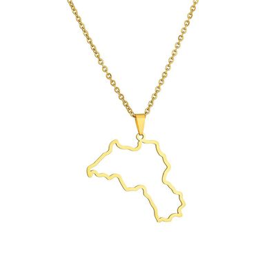 Map Of Kurdistan Pendant Necklace For Women Men - 316L Kurdistan Map Pendant Necklace Fashion Outline Map Necklaces Kurdistan Dainty Pendant Christmas Day Gift,Aureate Outline,45Cm Or 17.7 Inches