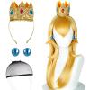 BEAUEXE Long Blonde Cosplay Wig Set for Princess Cosplay Wig with Accessories Princess Gemstone Crown,Earrings,Wig Caps view 1