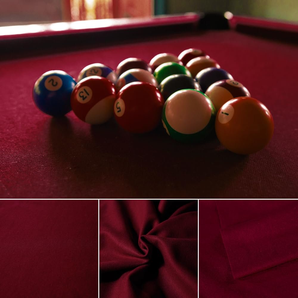 Metaball Professional Pre Cut Pool Table Felt Cloth with 6 PCS Bottom Cloth - Choose for 7, 8 or 9 Foot Table, 7 Colours for Choice (for 7 Fool Table, Dark Red)
