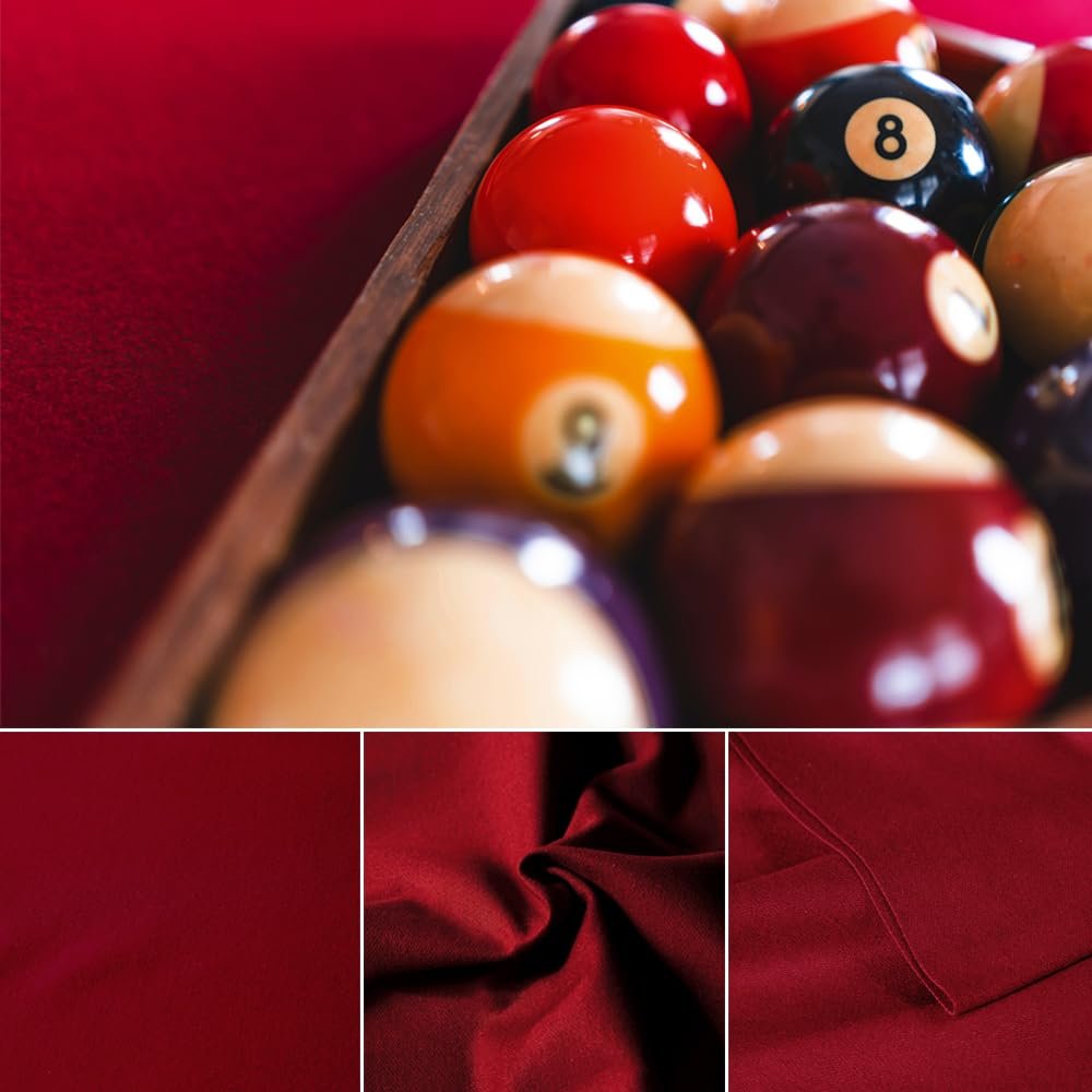 Metaball Professional Pre Cut Pool Table Felt Cloth with 6 PCS Bottom Cloth - Choose for 7, 8 or 9 Foot Table, 7 Colours for Choice (for 9 Fool Table, Red Wine)