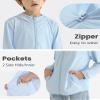 Auranso Kids Zip-Up Hoodie Girls Boys UPF50+ Sun Protection Jacket Hooded Cooling Shirt White 11-12 Years view 4