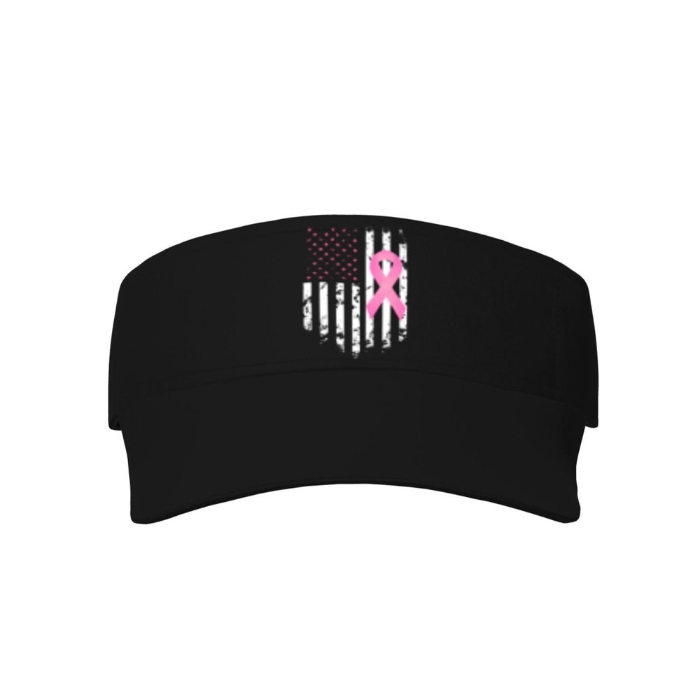 Breast Cancer Awareness American Flag Cool Breathable Fashionable Eye Protection Sunshade Top Hat Black