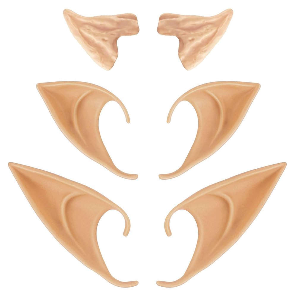 ASIJUNTYECHO Brown Elf Ears,Cosplay Fairy Pixie Elf Ears,Silicone Soft Pointed Tips Cosplay Ears,Halloween Christmas Anime Party Dress Up Costume Masquerade Themed Party Accessories