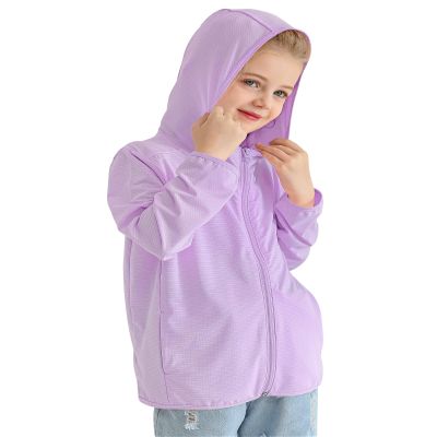 Auranso Kids Zip-Up Hoodie Girls Boys UPF50+ Sun Protection Jacket Hooded Cooling Shirt Purple 7-8 Years