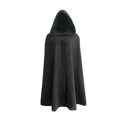 XUNRYAN Womens Cape Hooded Cloak Hood Halloween Costume Medieval Vampire Witch Cloak Wool-Blend Cape Coat Cosplay Outfit Black