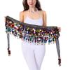 Belly Dance Hip Scarf Coins Plus Size Fringe Skirt, Sequin Fringe Belt Belly Dancer Costumes for Women (Diamaond Rainbow) view 1