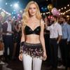 Belly Dance Hip Scarf Coins Plus Size Fringe Skirt, Sequin Fringe Belt Belly Dancer Costumes for Women (Diamaond Rainbow) view 3